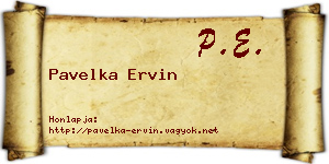 Pavelka Ervin névjegykártya